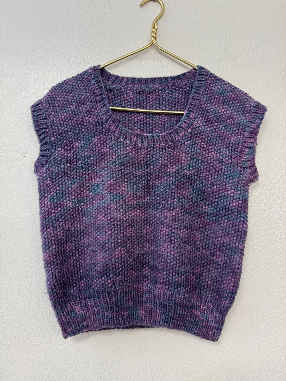 Purple Marled Knit Cap-Sleeve Sweater Vest